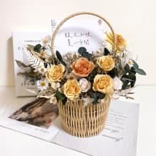 橙黃玫瑰永生花開幕花籃 開幕祝賀 搬家入厝 新店開張推薦