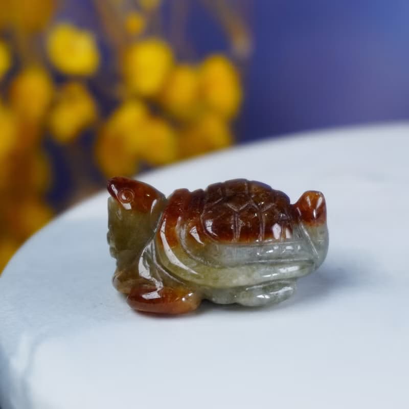 【吉祥‧長壽】飄紅翡翠烏龜擺飾 | 天然緬甸玉翡翠A貨 | 送禮
