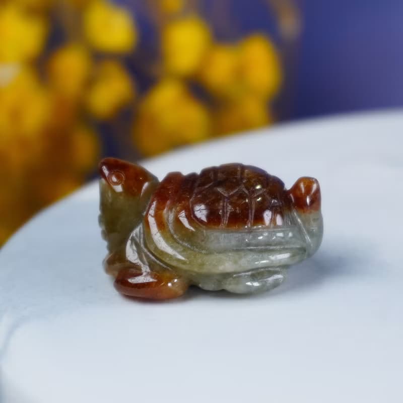 【吉祥‧長壽】飄紅翡翠烏龜擺飾 | 天然緬甸玉翡翠A貨 | 送禮