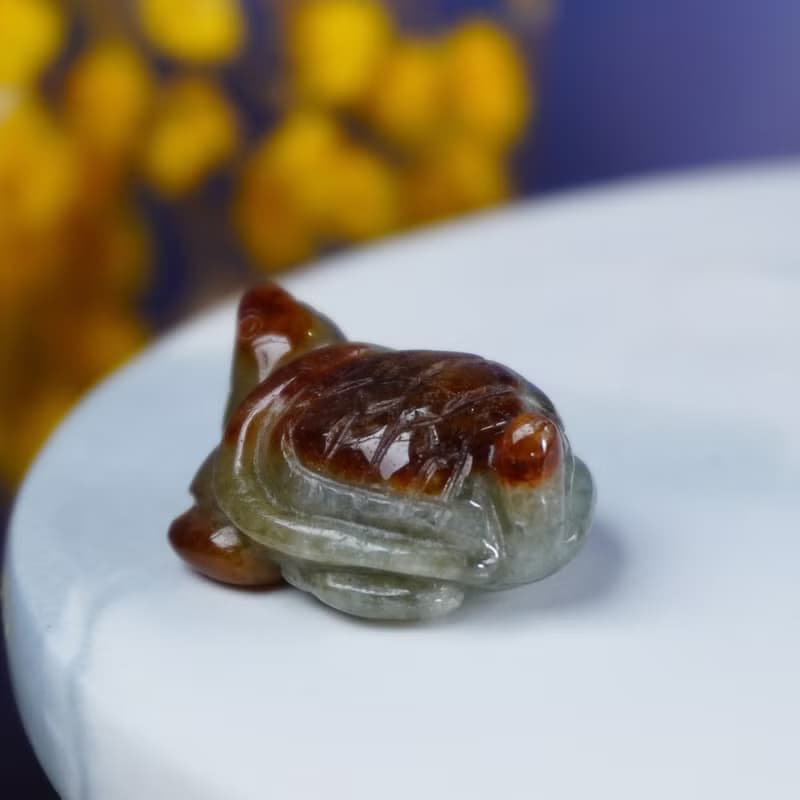 【吉祥‧長壽】飄紅翡翠烏龜擺飾 | 天然緬甸玉翡翠A貨 | 送禮