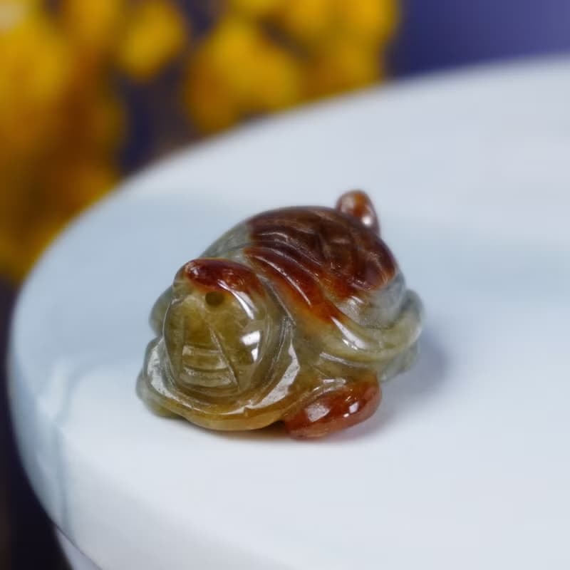 【吉祥‧長壽】飄紅翡翠烏龜擺飾 | 天然緬甸玉翡翠A貨 | 送禮