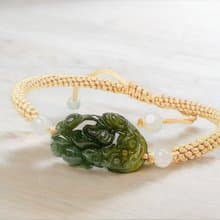 【招財神獸】飄花翡翠貔貅編織手鍊 | 天然緬甸玉A貨翡翠 | 送禮