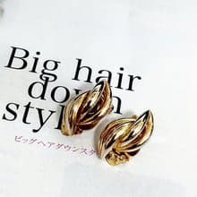 vintage jewelry  古董金色小麥粒造型夾式耳環