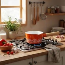 英國MIni Modern北歐鄉村小屋圖騰復古琺瑯山毛櫸牛奶鍋/片手鍋