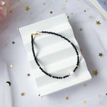 【星曜】天然白貝母星星 黑尖晶 14K包金設計款手鍊