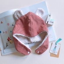 可快速出貨喔- 拜年去 深紅格紋熊帽 /寶寶禮物/保暖帽/遮耳帽