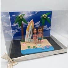 夏日海灘椰子樹 場景 情侶公仔 情侶禮物 週年紀念禮物