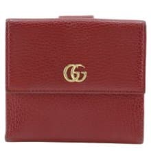 【日本直送】グッチ GUCCI GGマーモント 二つ折り財布 456122 レザー 赤 レディース【中古】