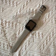 Timeless 淺灰 淡灰 荔枝紋 牛皮 Apple Watch 蘋果 錶帶 42/44mm