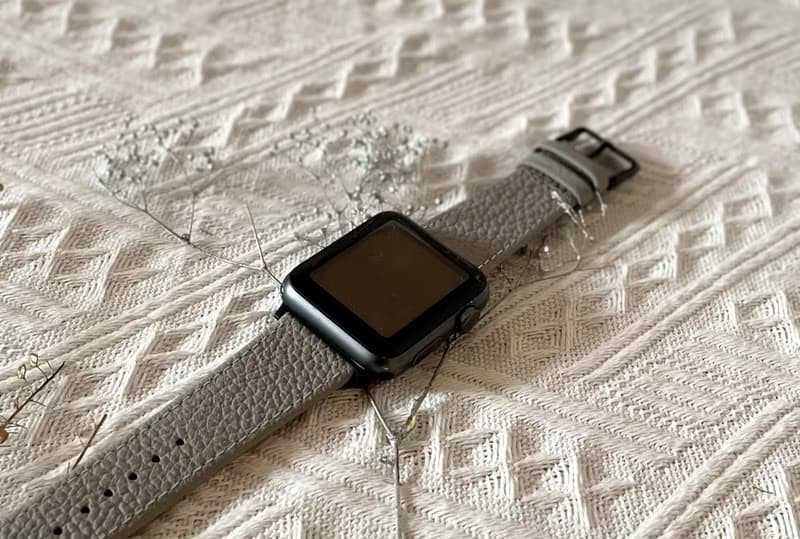 Timeless 淺灰 淡灰 荔枝紋 牛皮 Apple Watch 蘋果 錶帶 42/44mm