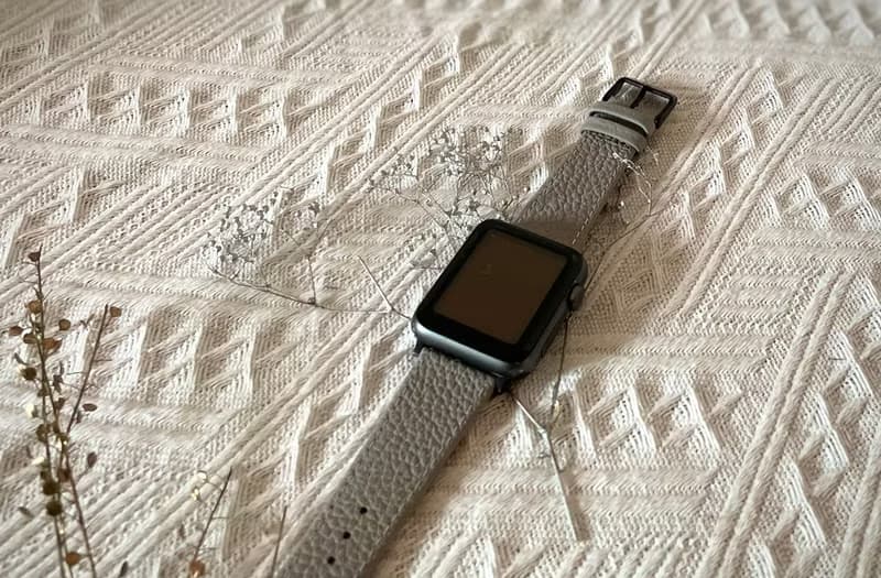 Timeless 淺灰 淡灰 荔枝紋 牛皮 Apple Watch 蘋果 錶帶 42/44mm