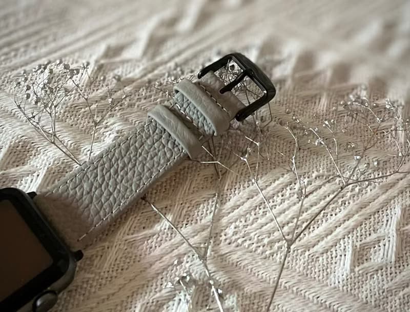 Timeless 淺灰 淡灰 荔枝紋 牛皮 Apple Watch 蘋果 錶帶 42/44mm