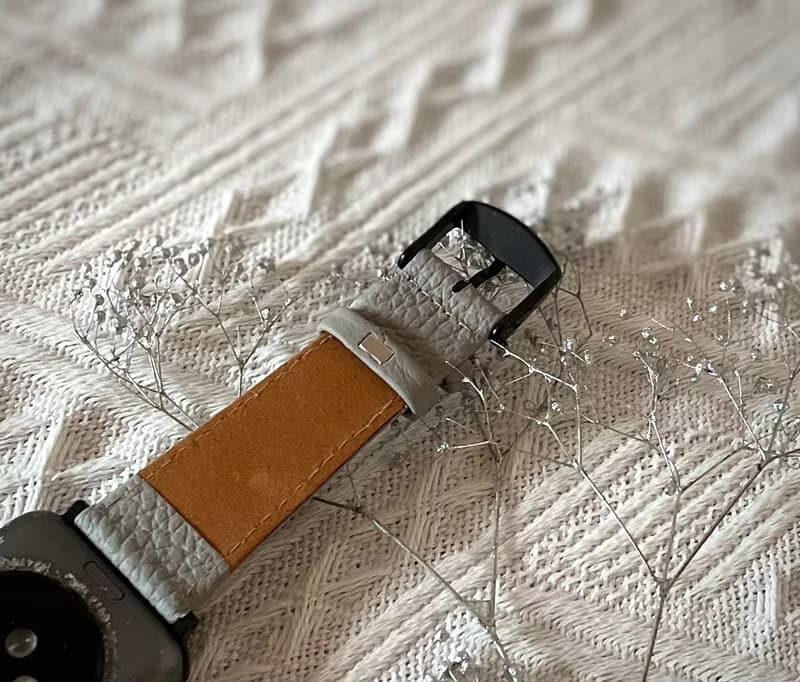 Timeless 淺灰 淡灰 荔枝紋 牛皮 Apple Watch 蘋果 錶帶 42/44mm