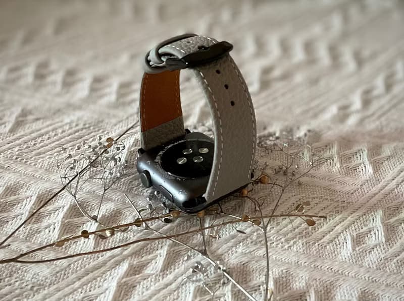 Timeless 淺灰 淡灰 荔枝紋 牛皮 Apple Watch 蘋果 錶帶 42/44mm