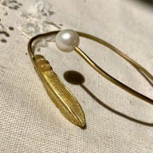 老林雜貨 | 珍珠羽毛黃銅手環