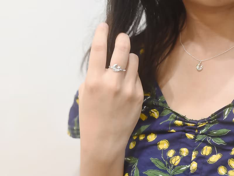 月亮星星 | 純銀戒指 女戒 立體 手作銀飾 情人節禮物