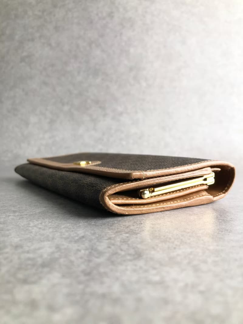 【 日本直送　名牌中古包 】CELINE セリーヌ マカダム 財布 ブラウン ブラゾン PVC レザー 長財布 vintage ヴィンテージ 5cnp3b