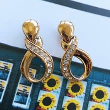 Vintage Jewelry 西洋古董飾品 AVON 金色調 無限對稱 夾式耳環