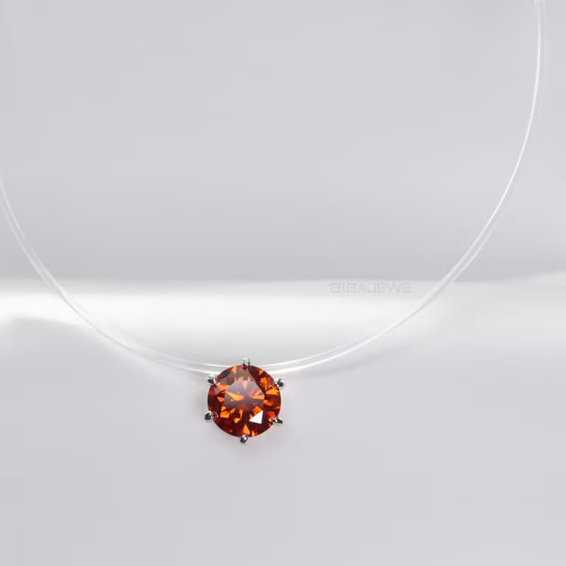 3.0ct 9.0mm VVS1 EF彩色莫桑石圓形吊墜隱形項鍊925銀女孩禮物