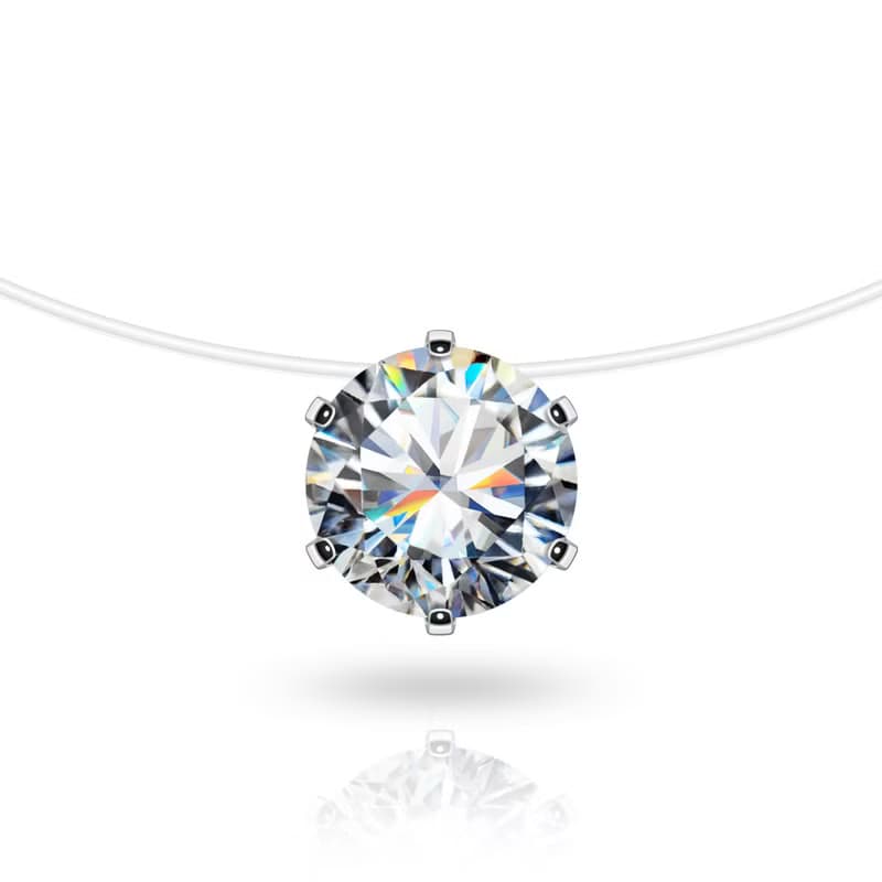 3.0ct 9.0mm VVS1 EF彩色莫桑石圓形吊墜隱形項鍊925銀女孩禮物