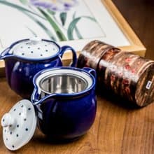 日本藍丸紋陶茶壺(indigo japan)-450ml