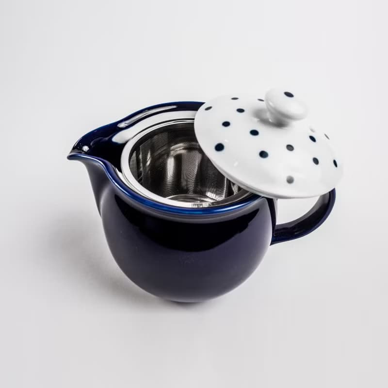 日本藍丸紋陶茶壺(indigo japan)-450ml
