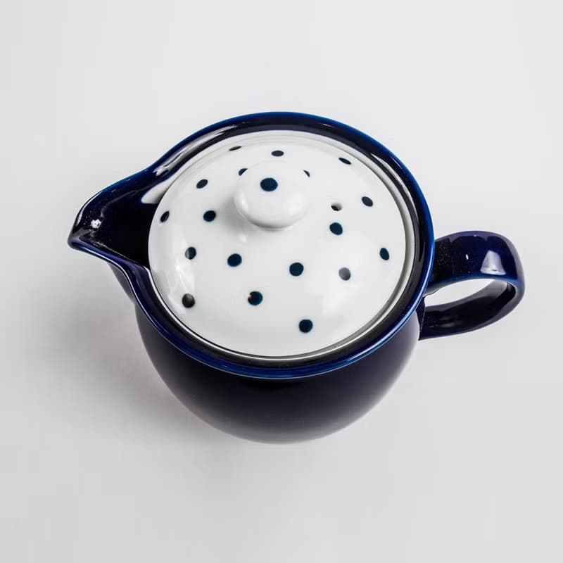 日本藍丸紋陶茶壺(indigo japan)-450ml