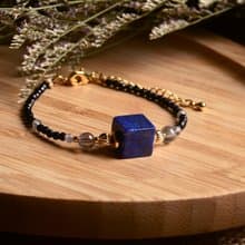 【神山晶礦】方塊青金鈦金拉長碧璽手串/青金/拉長/碧璽