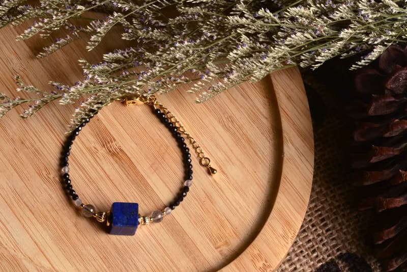 【神山晶礦】方塊青金鈦金拉長碧璽手串/青金/拉長/碧璽