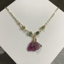 招財旺夫I西瓜碧璽電氣石Tourmaline14K頸鏈I糖果花I情人節禮物