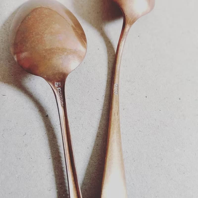 美國古董老物 黃石國家公園瀑布及Marquette Mich紅銅紀念茶湯匙