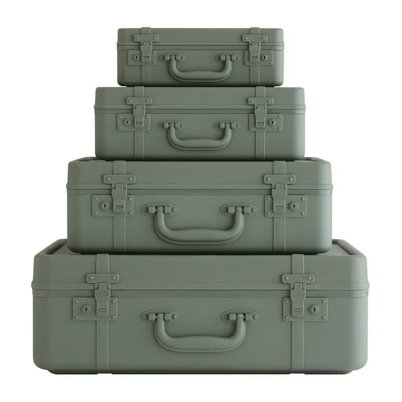 【八幡化成】TRUNKSTORY 復古造型 行李收納箱 M 焙茶綠