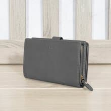 義大利植鞣革舌扣零錢袋牛皮中夾95139(灰色)