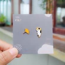 三花貓的植物收藏  秋日 銀杏 鬱金香 耳環 耳夾 貓咪 送禮