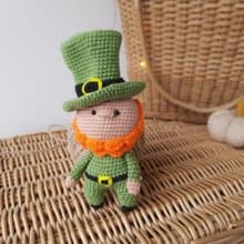Crochet Patrick Doll Stuffed Toys Soft Handmade Gift. Miniature Leprechaun doll