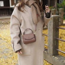 Canele (Wood rose): Mini bag, Crossbody bag, Cow Leather wallet, soft leather