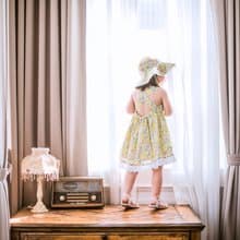 英國LIBERTY FABRICS女童Olivia法式交叉綁帶露背洋裝