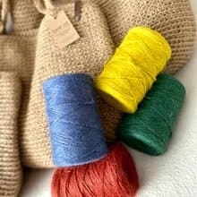 Jute cord twine twisted 0.5 kg skein, yellow red blue green jute cord