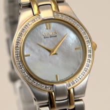 CITIZEN STILETTO Eco-Drive 女性用 ソーラー腕時計 ダイヤベゼル マザーオブパール文字盤 手錶