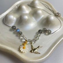 彩虹淚光  貝母小雛菊白水晶灰月光
