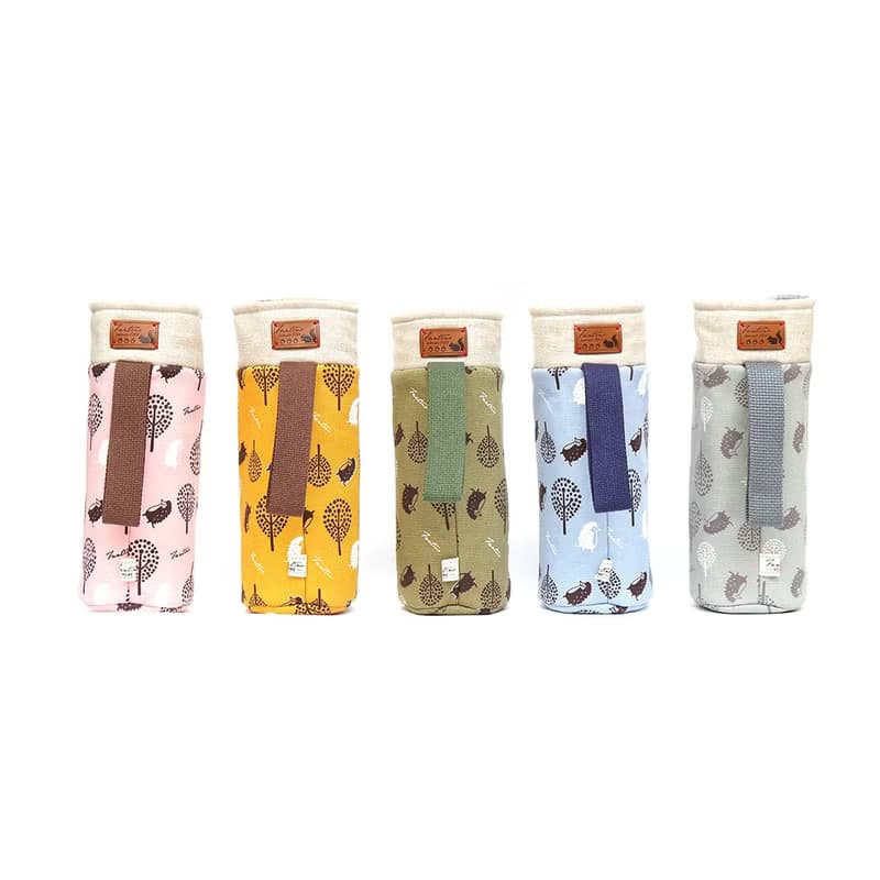 獨創布花純棉防撞水壺袋 - 叢林躲貓貓 (芥末黃)/交換禮物/畢業季