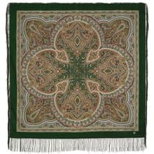 Original Pavlovo Posad Russian Shawl 100% Wool Woolen Scarf 110x110 cm 1695-10