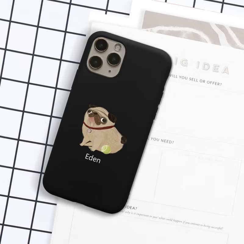 iPhone 11/11max/SE2/12/12mini寵物愛旅行可加字耐震磨砂手機殼