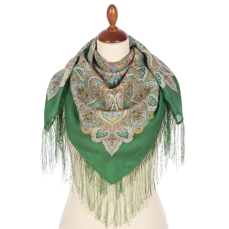 Authentic Pavlovo Posad Russian Shawl Scarf Soft 100% Wool 89x89 cm 1893-9