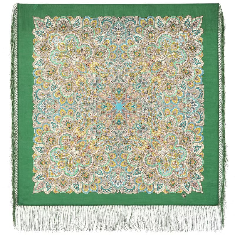 Authentic Pavlovo Posad Russian Shawl Scarf Soft 100% Wool 89x89 cm 1893-9