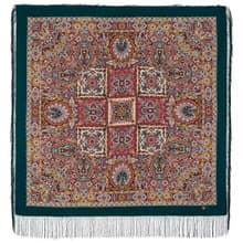 Original Pavlovo Posad Russian Shawl 100% Wool Woolen Scarf 110x110 cm 1805-12