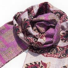 刺繡絲巾/絲綢刺繡圍巾/手縫紗麗線絲巾/印度絲綢刺繡圍巾-法式風