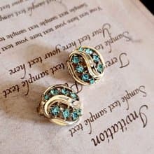 vintage jewelry  LISNER 繽紛藍色萊茵 夾式耳環