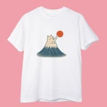 富士山貓抓太陽 - 大人短袖上衣