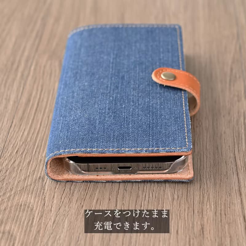 全機種対応 スマホケース 手帳型 【 岡山デニム 本革仕込み 】 アウトドア メンズ 誕生日 ギフト プレゼント スマホショルダー AB01M